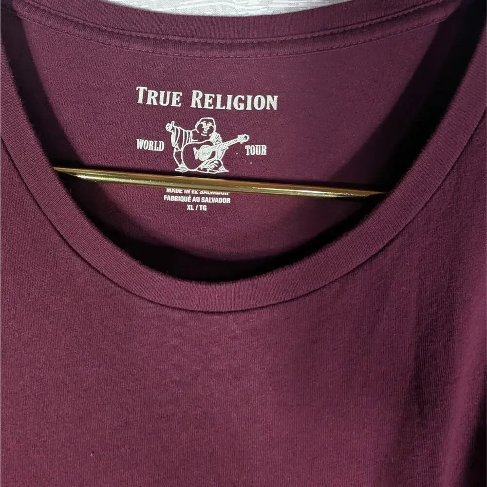 True Religion Tee Shirt Womens Extra Large Purple Big Logo Short Sleeve Top